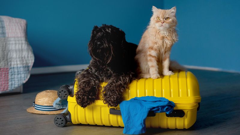 Illustration d'animaux de compagnie qui partent en voyage