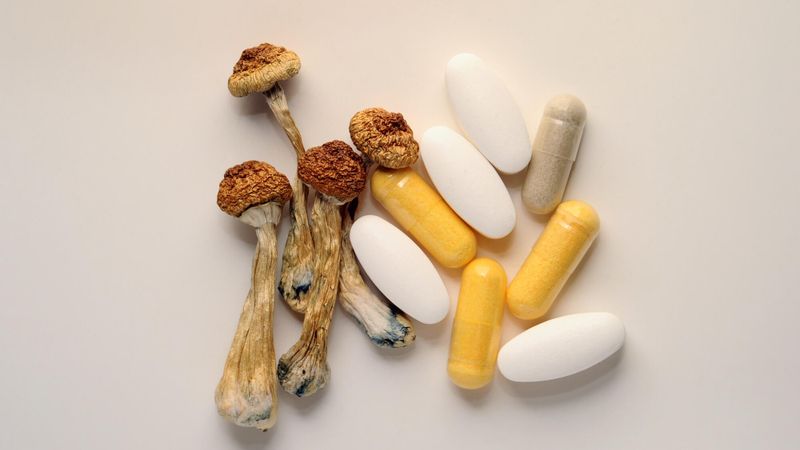 Illustration de psylocybine et autres drogues étudiées en psychiatrie