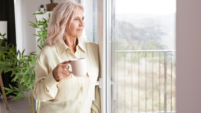 Illustration d'une femme regardant la pluie tomber